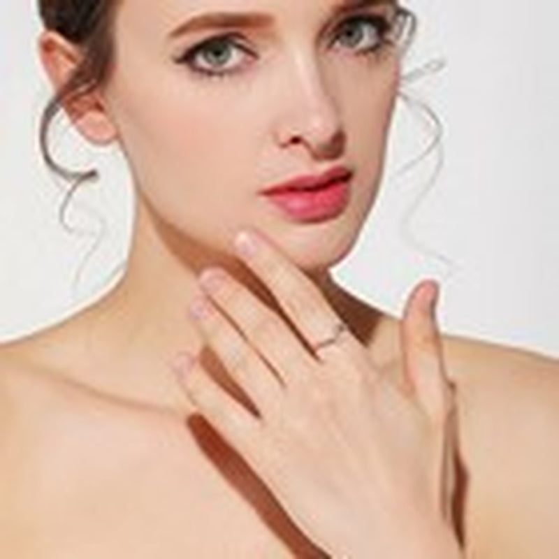 18K Rose Gold Plated 2 CZ Crystals Head Adjustable Engagement Eternity Open Ring