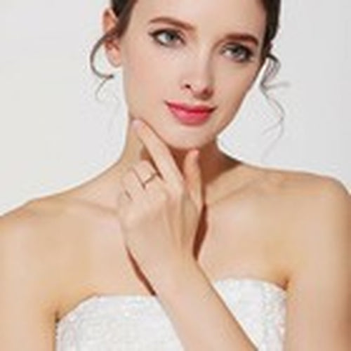 18K Rose Gold Plated 2 CZ Crystals Head Adjustable Engagement Eternity Open Ring